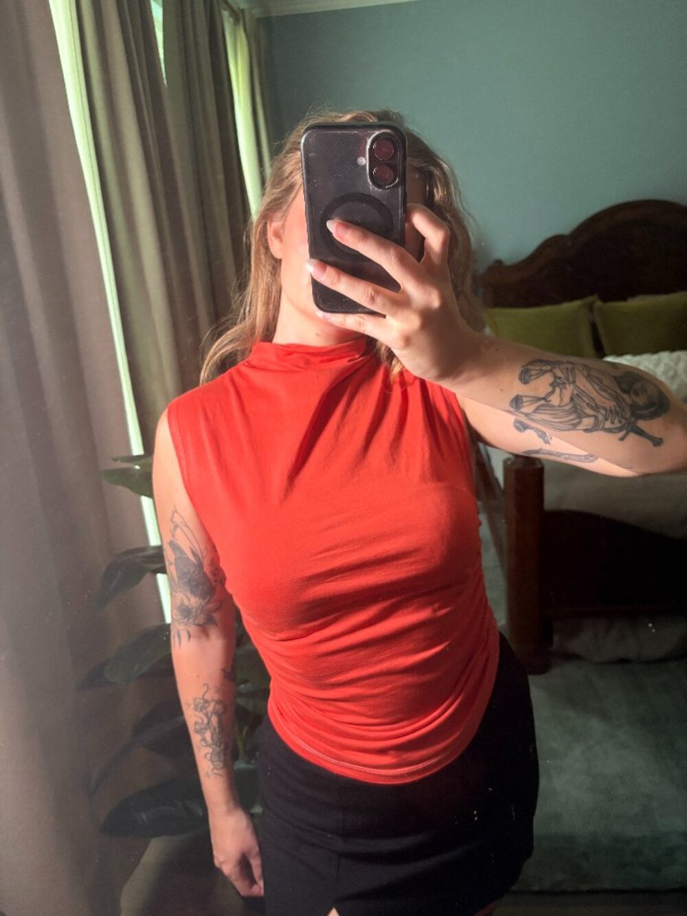 Maeve by Anthropologie Mock Neck Muscle Tee with Ruched Sides